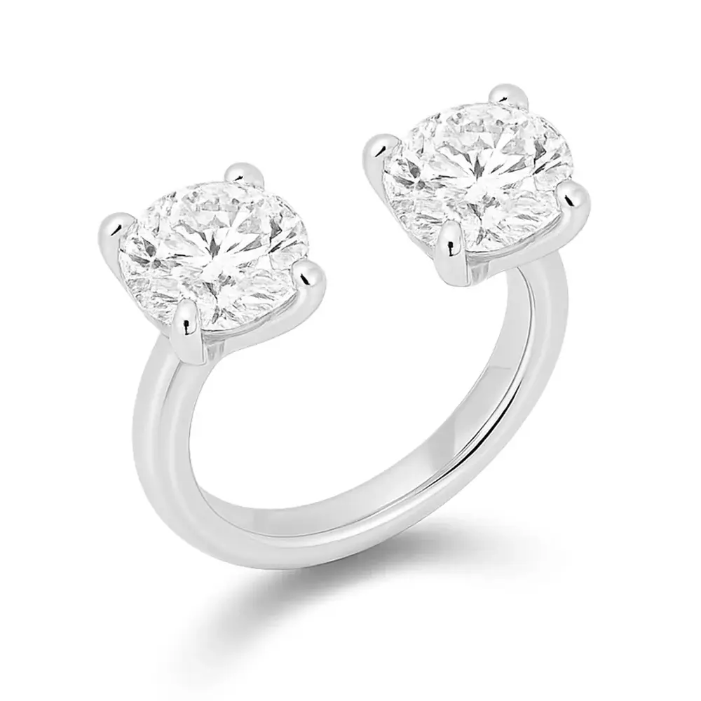 BILLION AVENUE Double Diamond Ring Silver