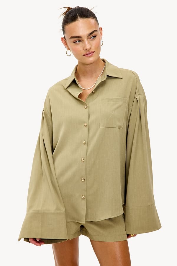 LOAVIES Daydreaming Alive Blouse Olive