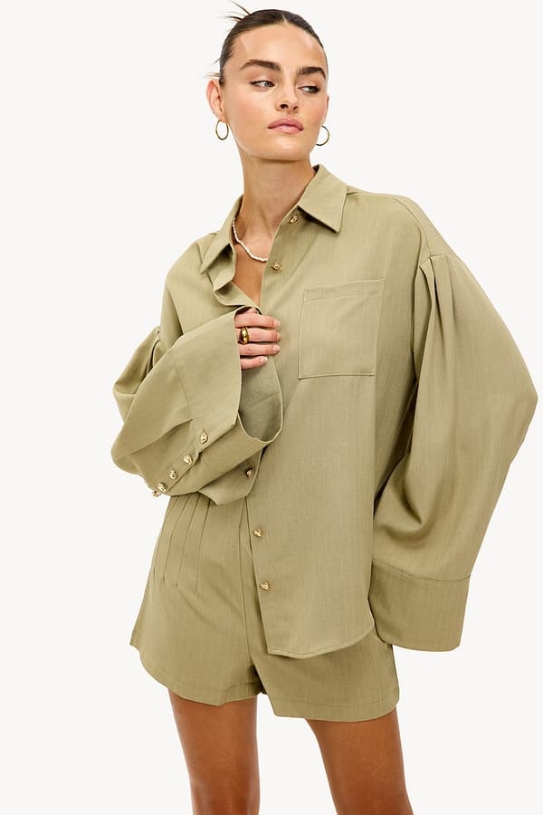 LOAVIES Daydreaming Alive Blouse Olive