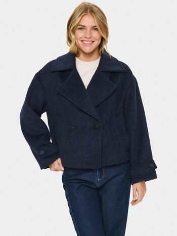 SAINT TROPEZ LiraSZ Wool Short Jacket Navy
