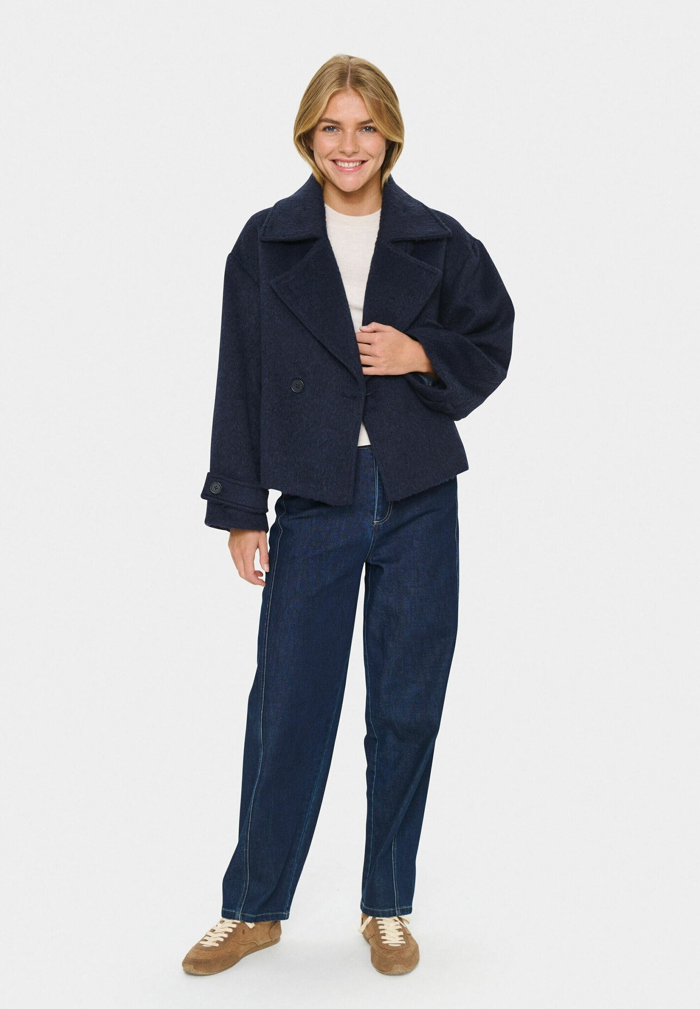 SAINT TROPEZ LiraSZ Wool Short Jacket Navy