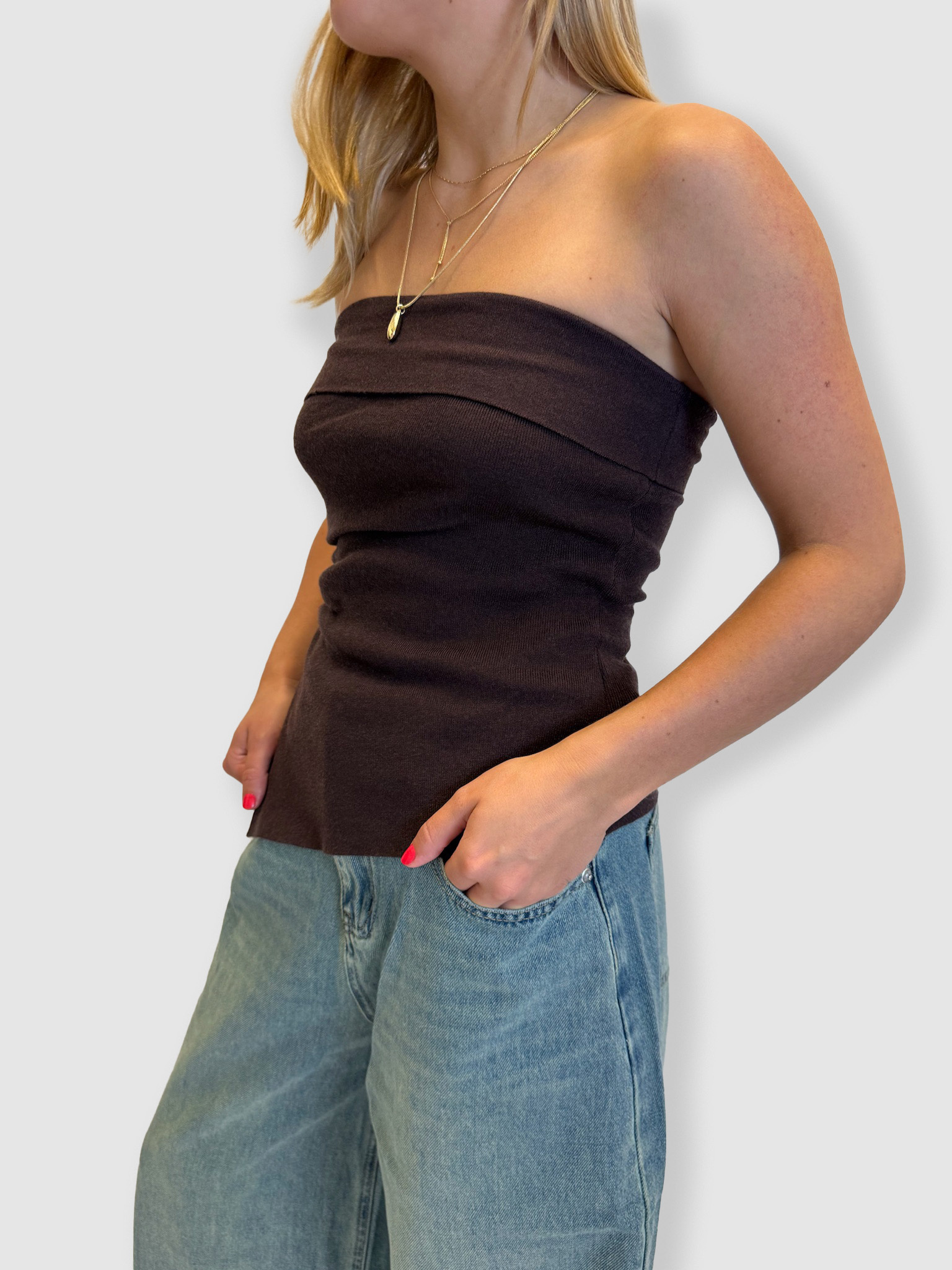 MM Marron Knitted Top Bordeaux