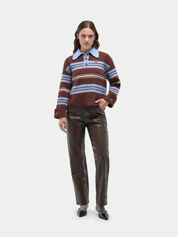 LAAGAM Graz Striped Polo Knit Bruin