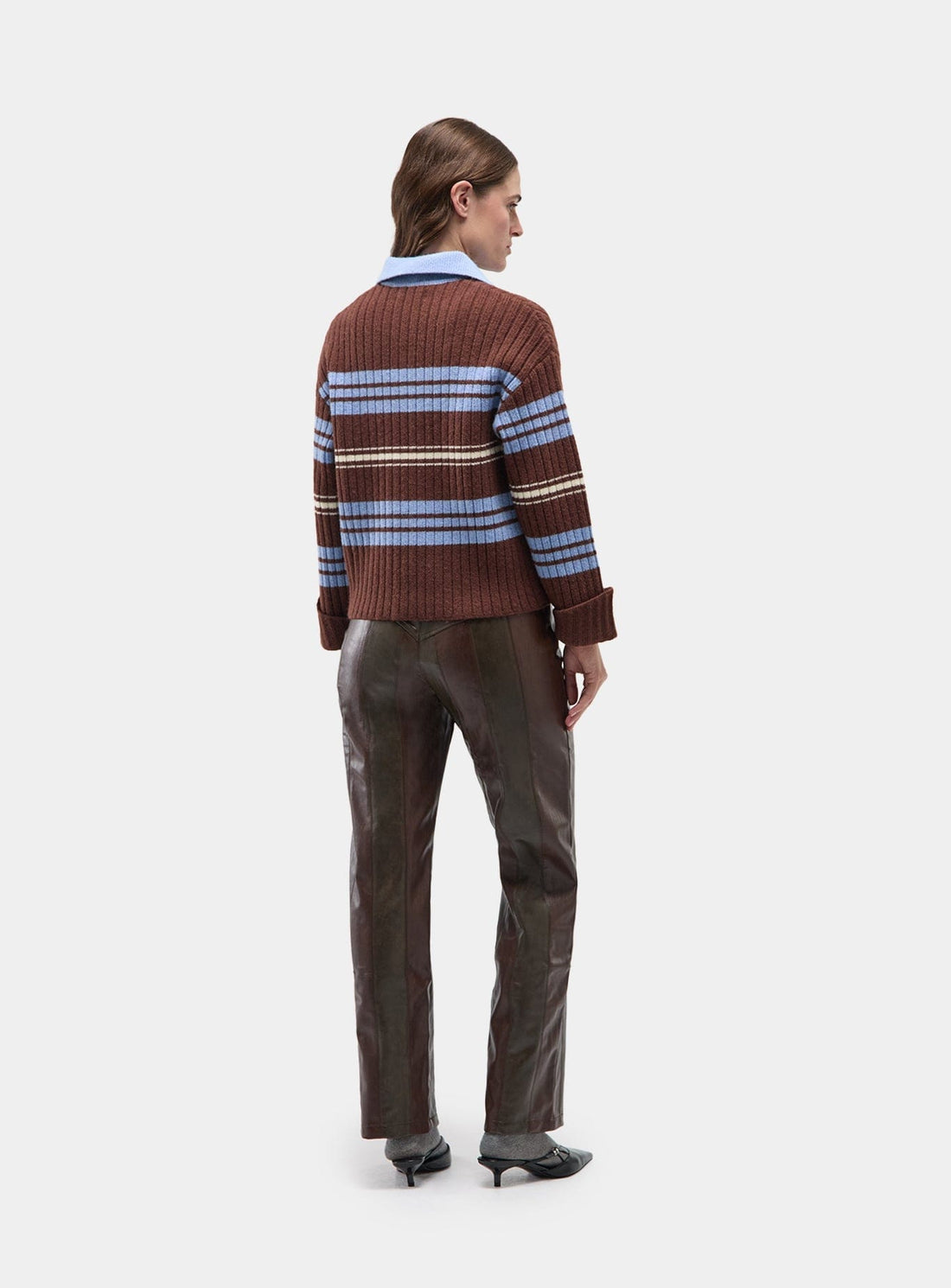 LAAGAM Graz Striped Polo Knit Bruin