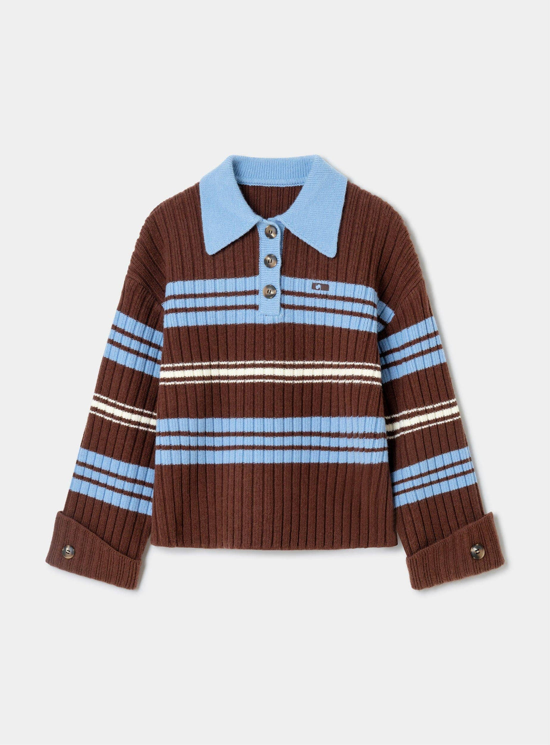 LAAGAM Graz Striped Polo Knit Bruin