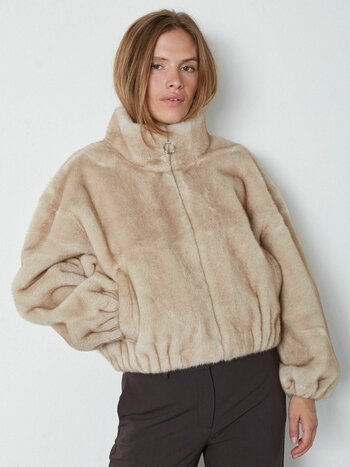CO'COUTURE FeraCC Faux Fur Jacket Creme