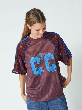 CO'COUTURE Trey CC Lace Tee New Blue
