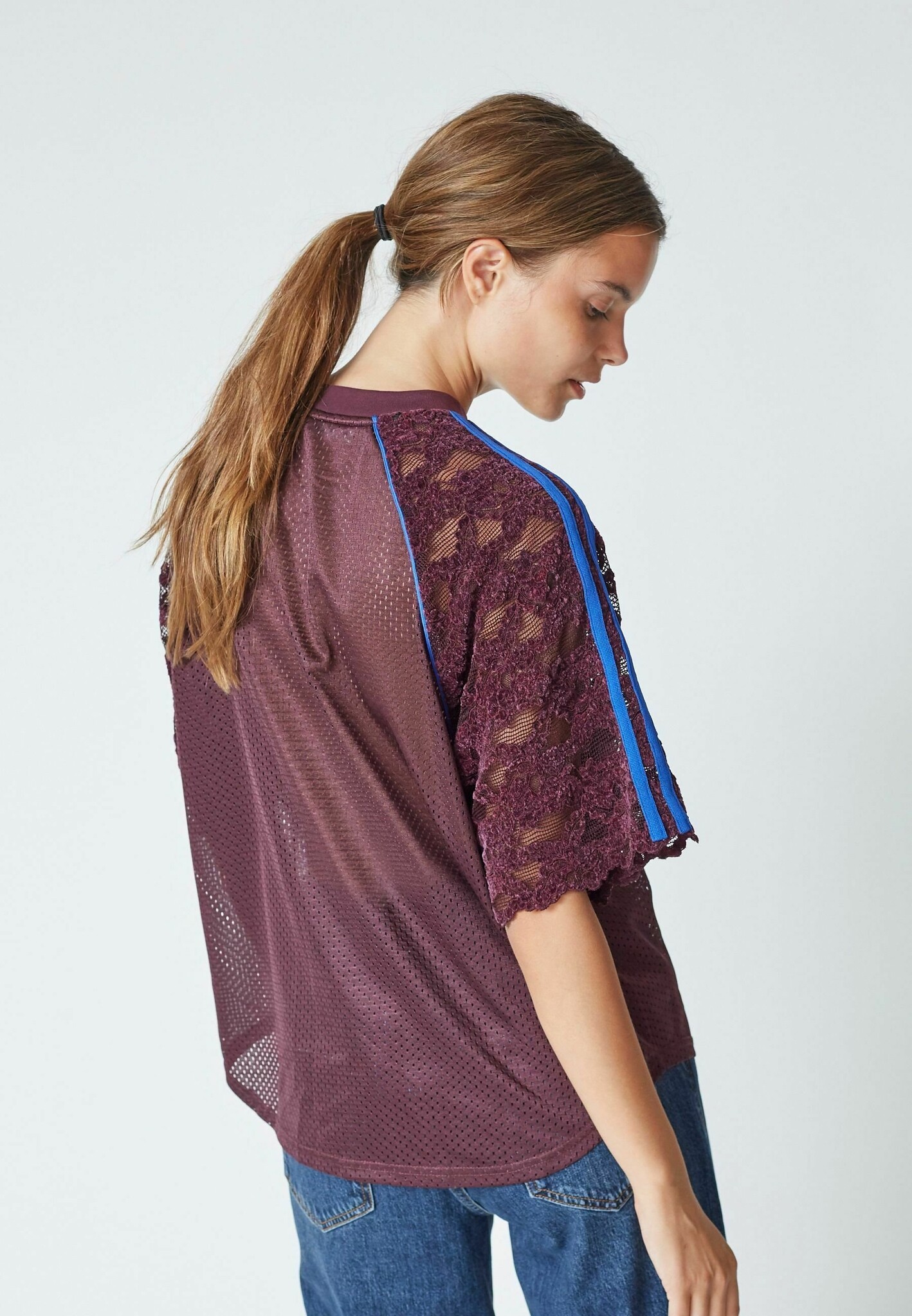 CO'COUTURE Trey CC Lace Tee New Blue