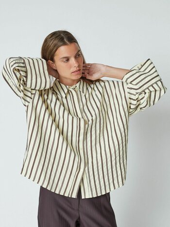 CO'COUTURE OxanaCC Shirt Yellow Brown Stripes