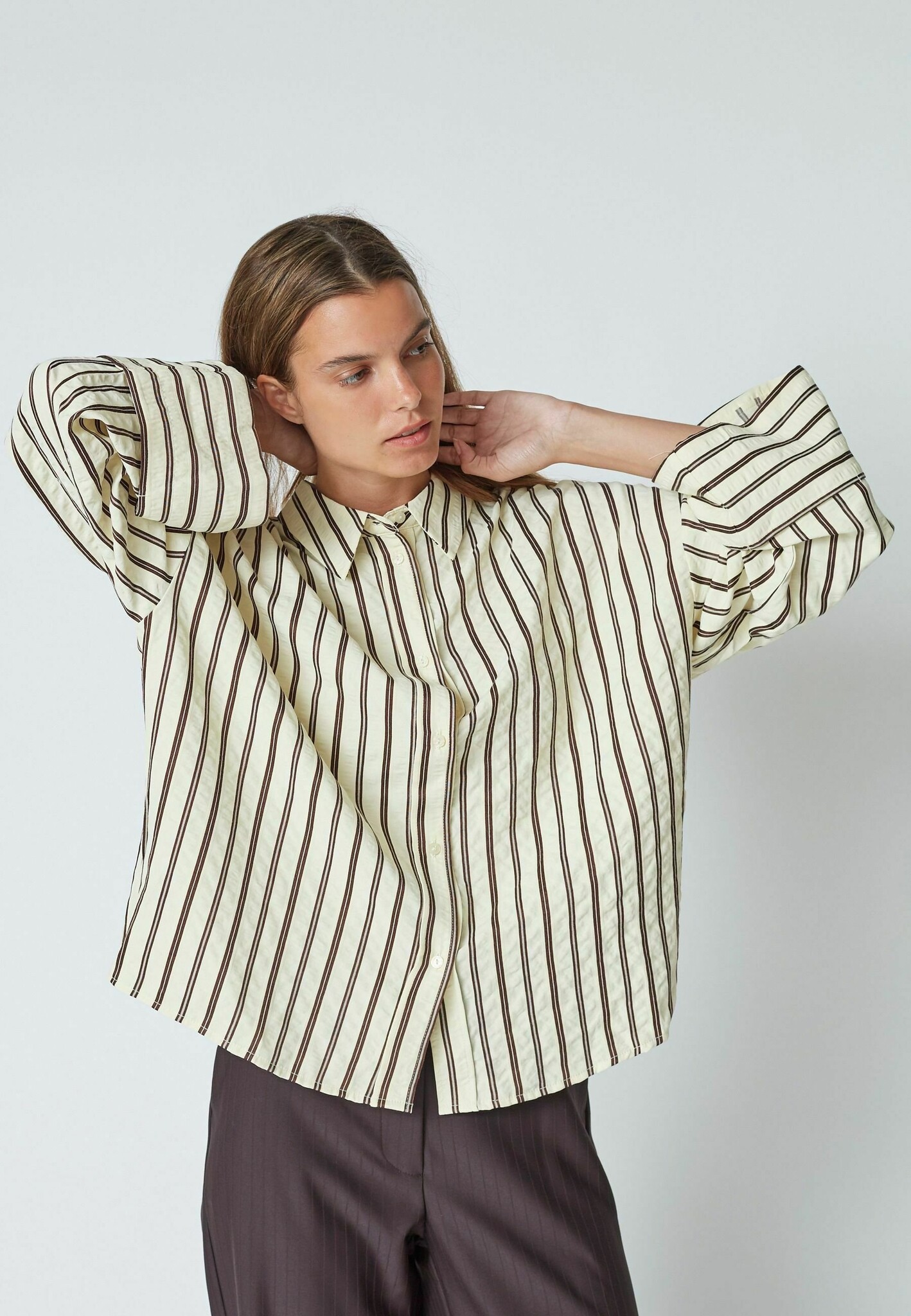 CO'COUTURE OxanaCC Shirt Yellow Brown Stripes