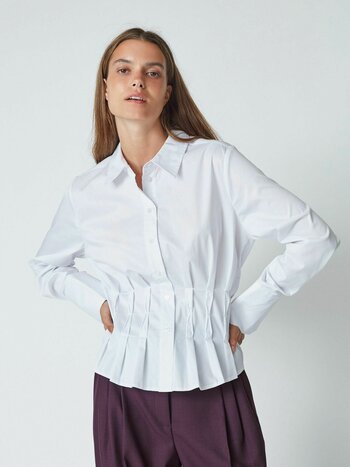 CO'COUTURE Poppy CC Pleat Waist Shirt White