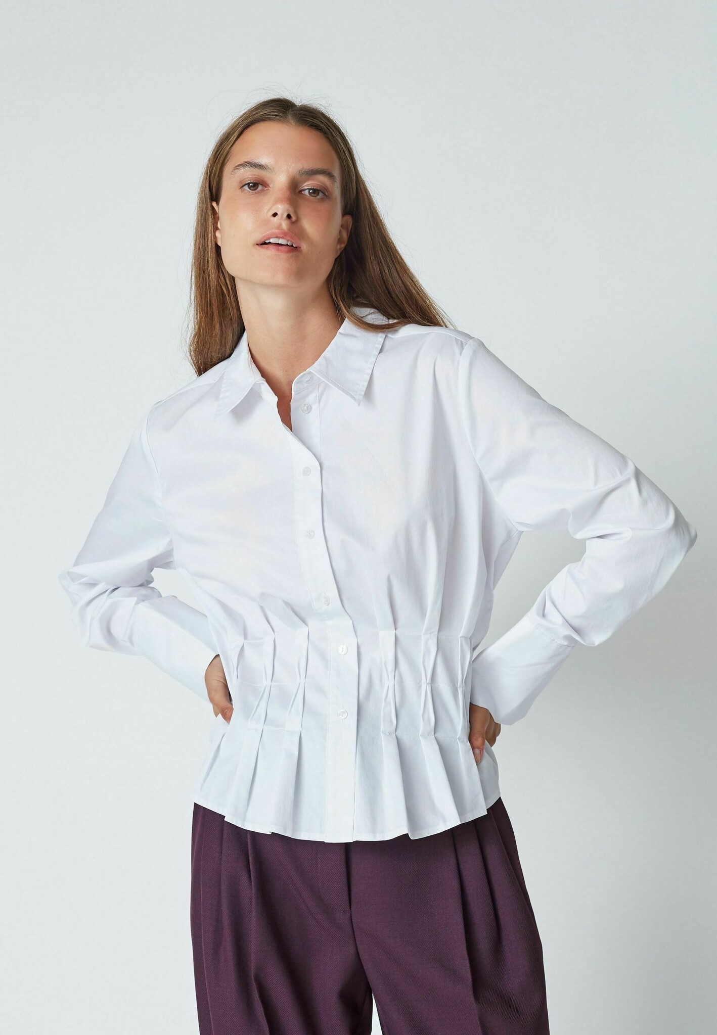 CO'COUTURE Poppy CC Pleat Waist Shirt White