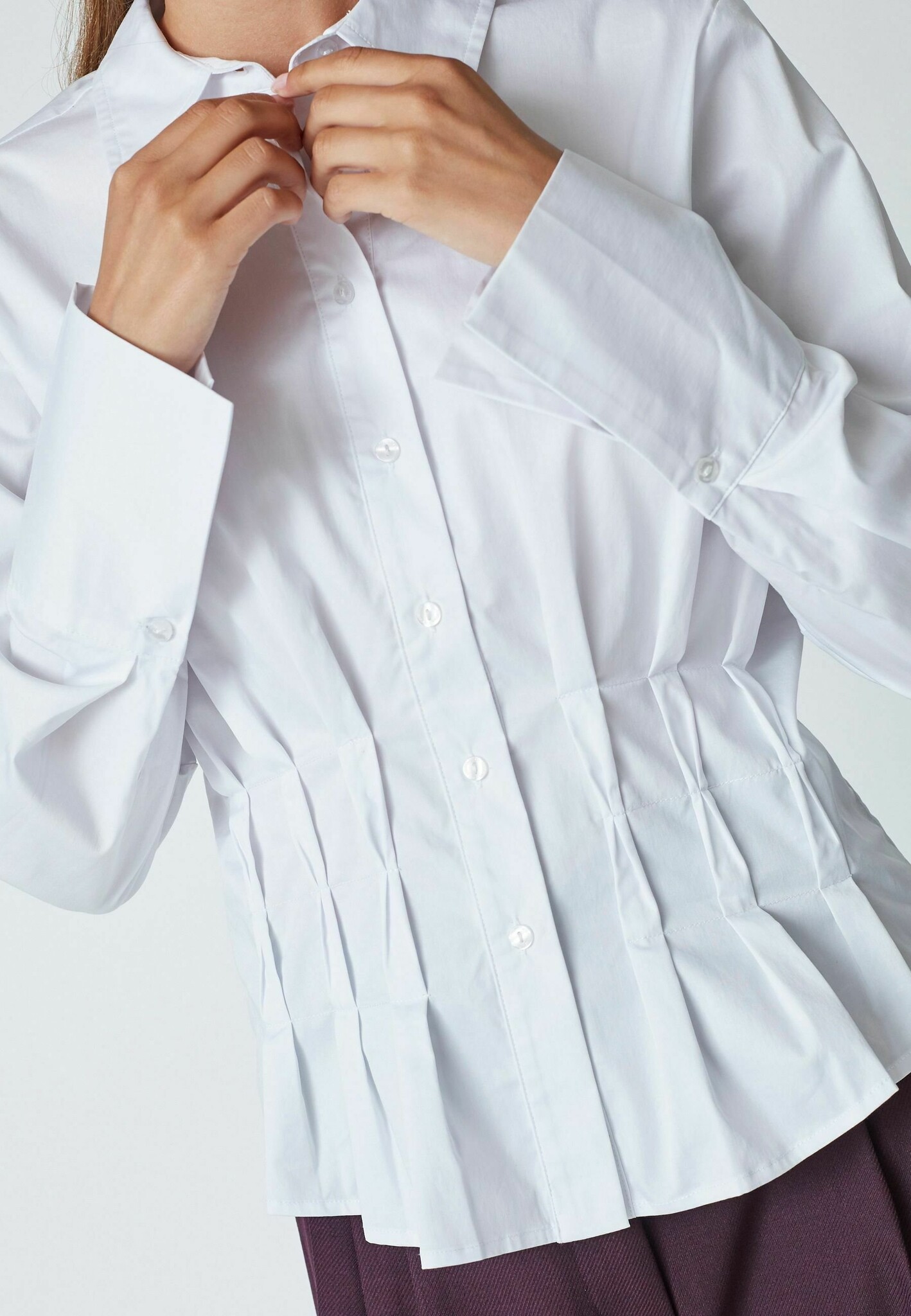 CO'COUTURE Poppy CC Pleat Waist Shirt White