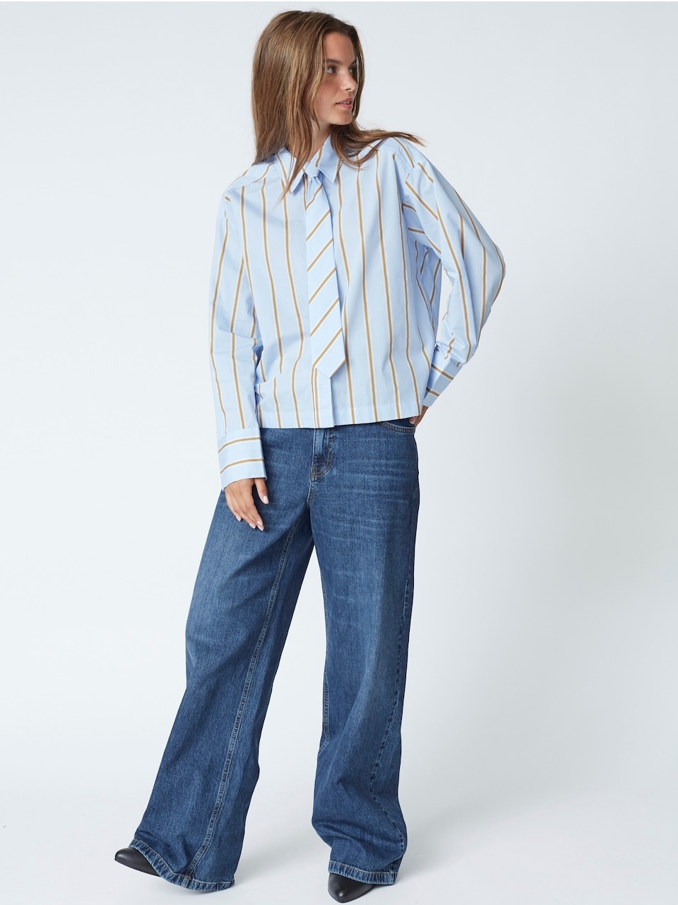 CO'COUTURE AmoraCC Stripe V-shirt Pale Blue