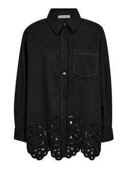 CO'COUTURE Warren CC Wool Embroidery Shirt Dark Grey