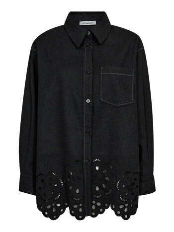 CO'COUTURE Warren CC Wool Embroidery Shirt Dark Grey