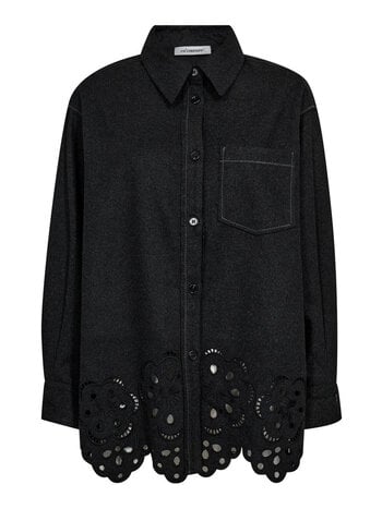 CO'COUTURE Warren CC Wool Embroidery Shirt Donker Grijs