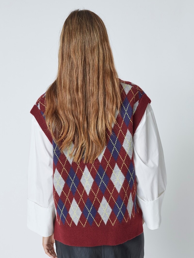 CO'COUTURE RowCC Check Vest Winered