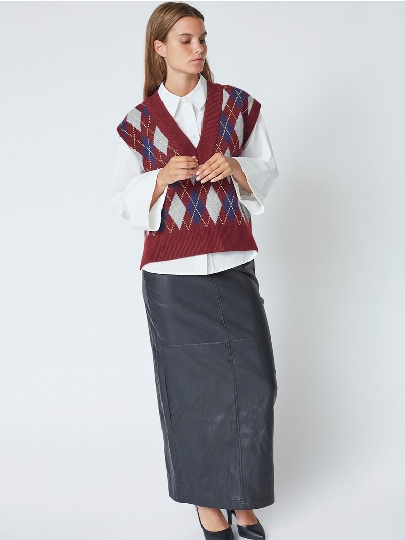 CO'COUTURE RowCC Check Vest Winered