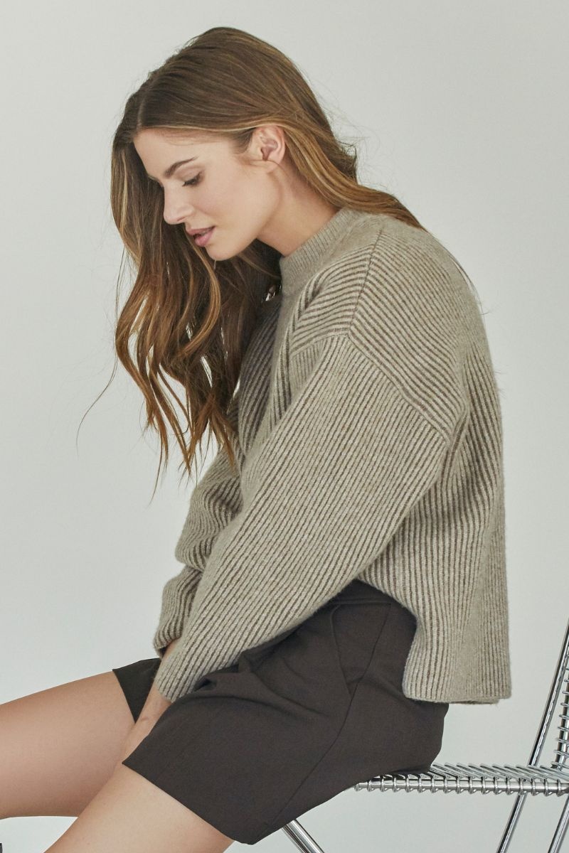 CO'COUTURE TheresaCC Turtleneck Rib Knit Sand