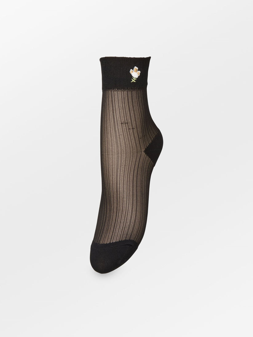 BECK SONDERGAARD Floral Sheer Sock Black