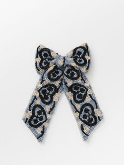 BECK SONDERGAARD Hearty Beaded Bow Clip Blue
