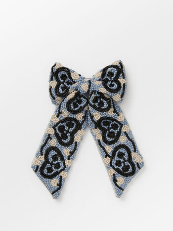 BECK SONDERGAARD Hearty Beaded Bow Clip Blue