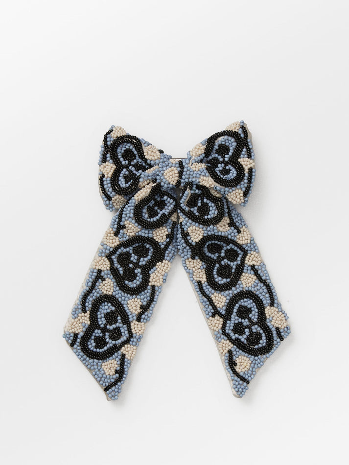 BECK SONDERGAARD Hearty Beaded Bow Clip Blauw