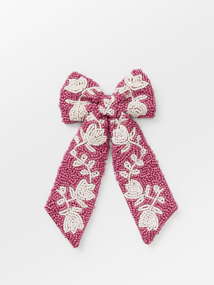 BECK SONDERGAARD Dotted Flora Beaded Bow Clip Roze