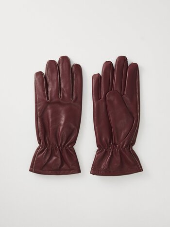 BECK SONDERGAARD Smooth Leather Gloves Burgundy