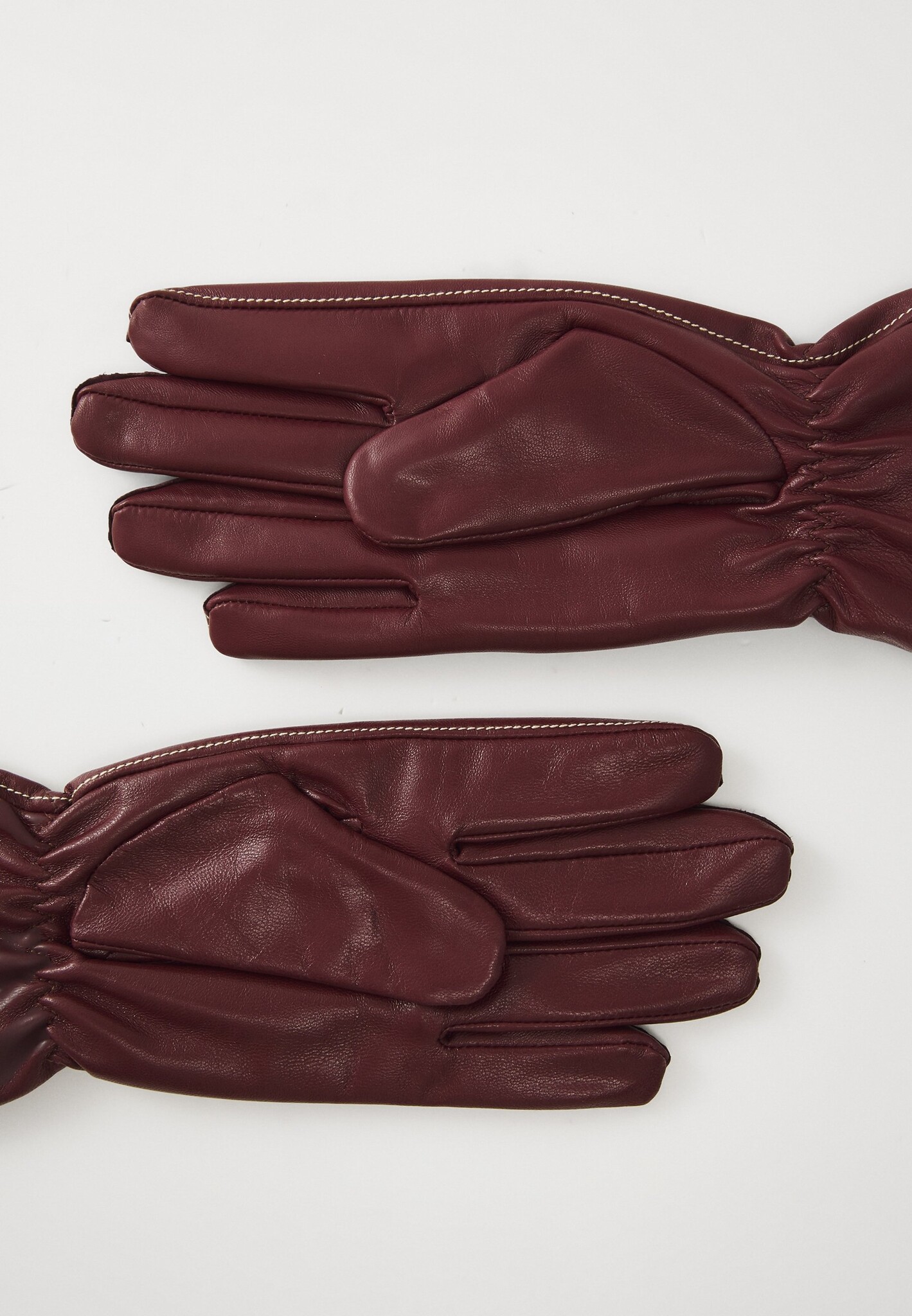BECK SONDERGAARD Smooth Leather Gloves Burgundy
