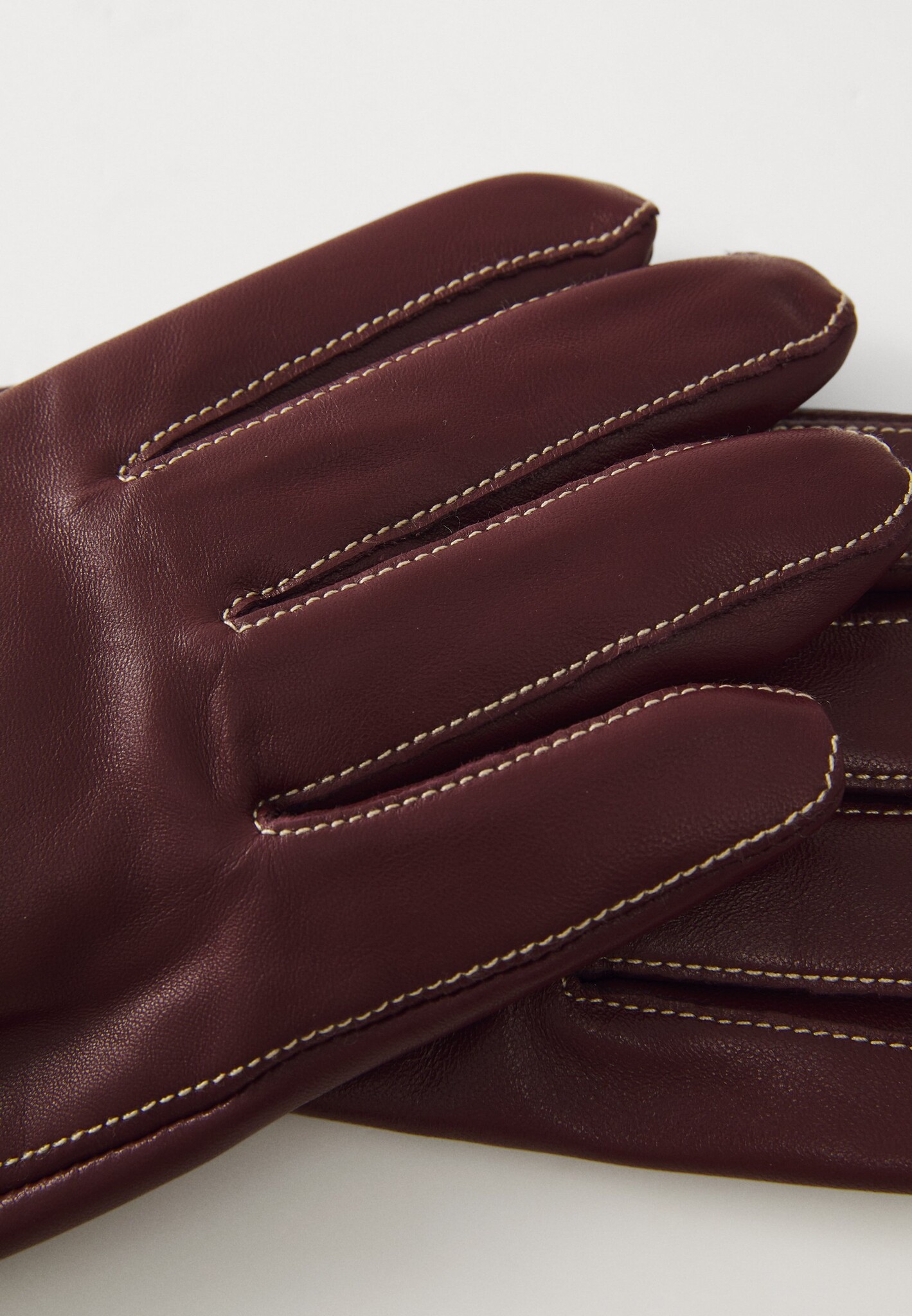 BECK SONDERGAARD Smooth Leather Gloves Burgundy