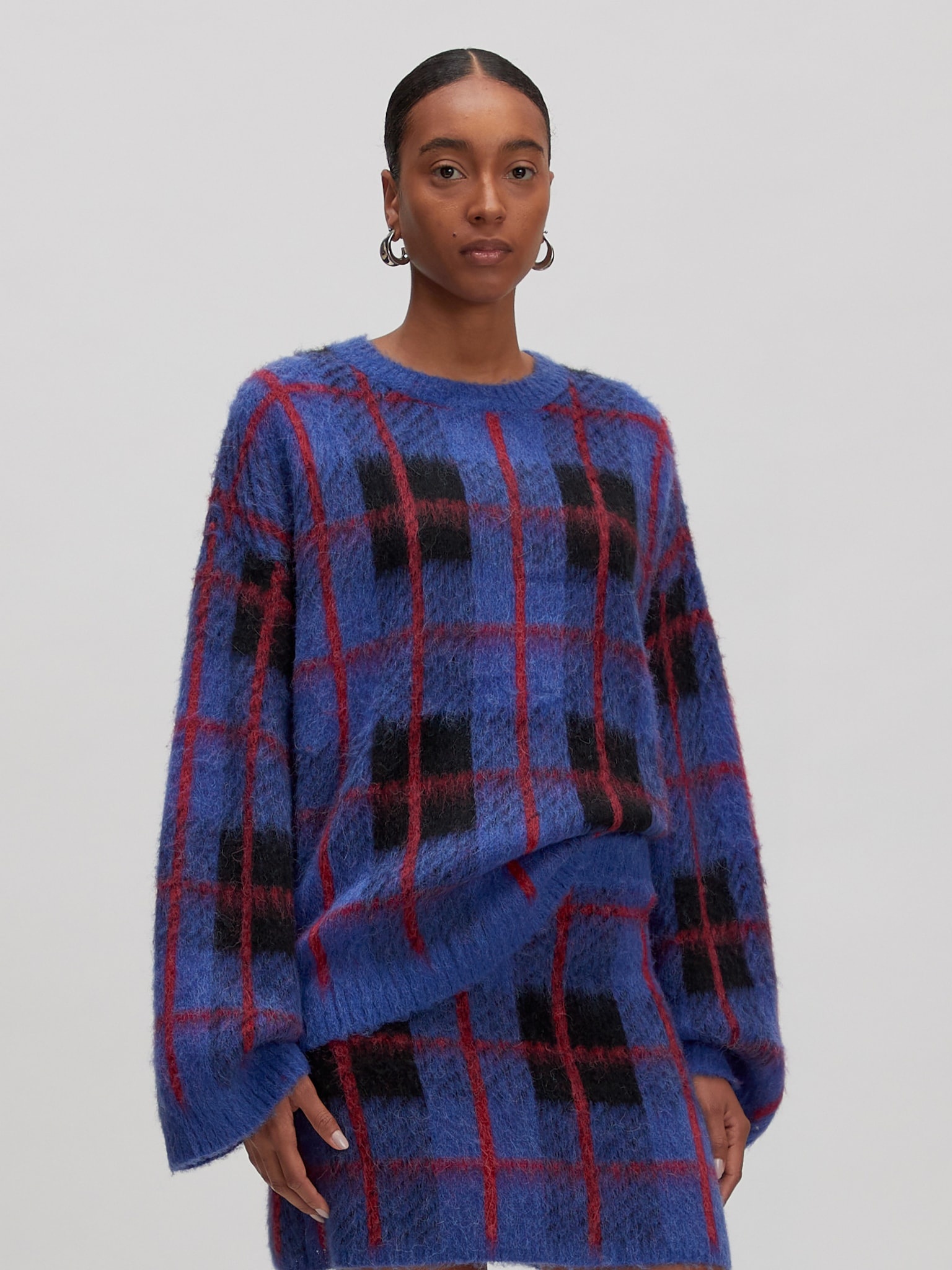 EDITED Christel Alpaca Wool Jumper Blue Checks