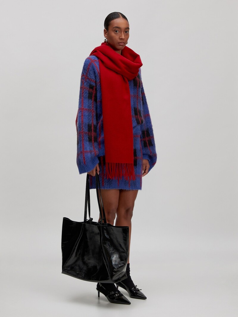 EDITED Christel Alpaca Wool Jumper Blue Checks Swatch