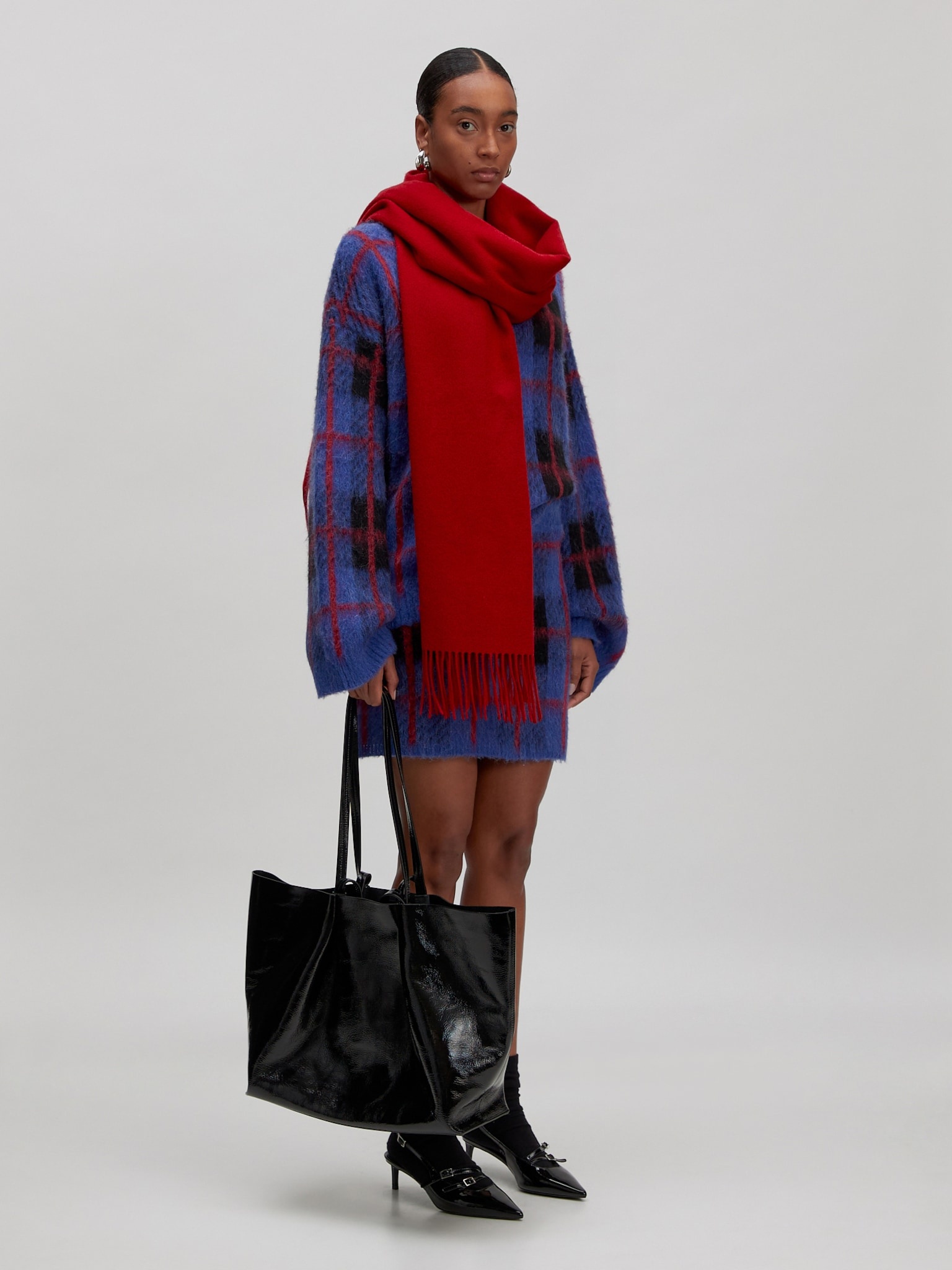 EDITED Christel Alpaca Wool Jumper Blue Checks