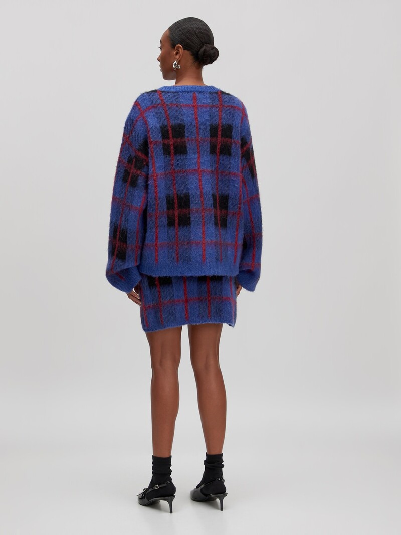 EDITED Christel Alpaca Wool Jumper Blue Checks Swatch