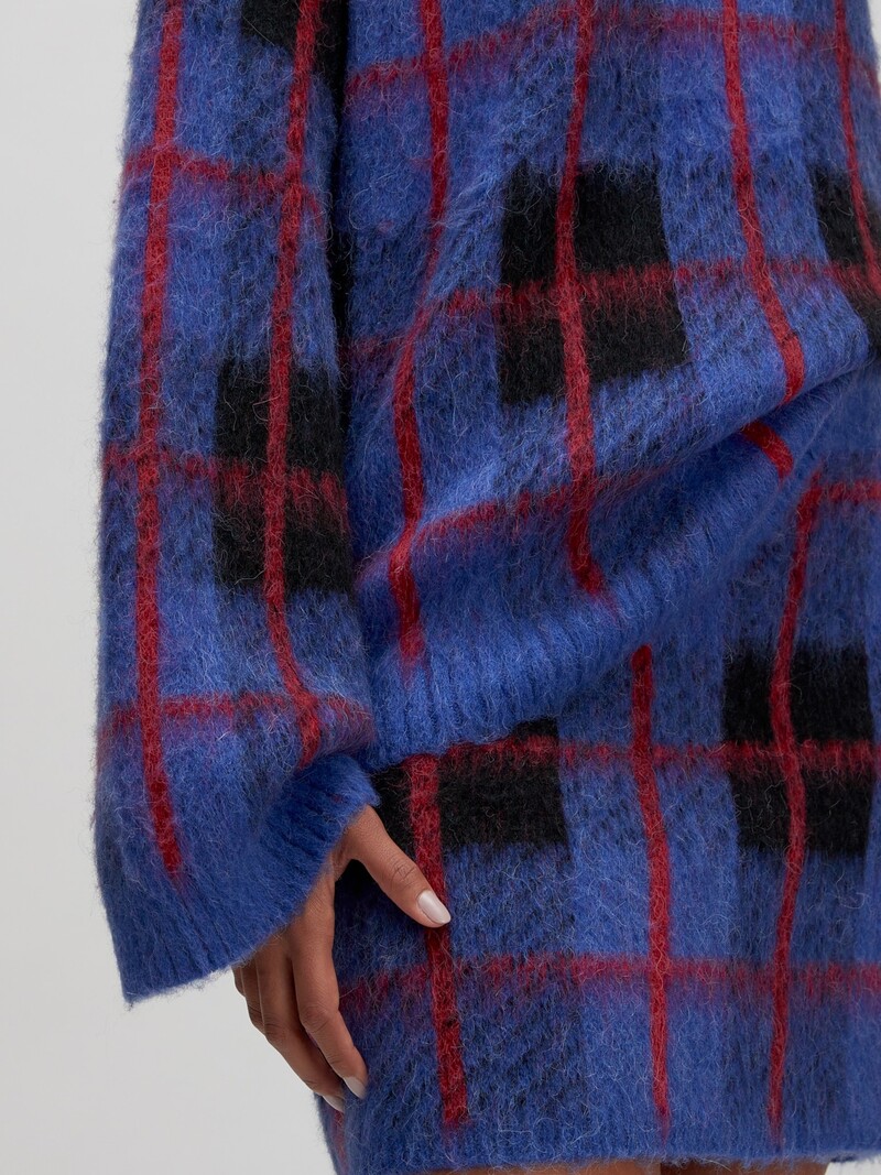 EDITED Christel Alpaca Wool Jumper Blue Checks Swatch