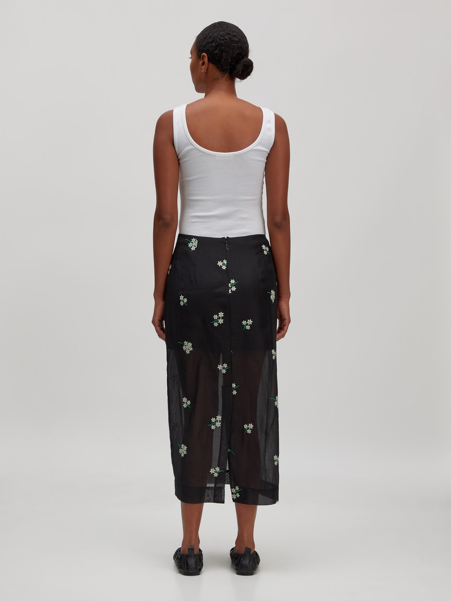 EDITED Angely Skirt Black White Embroidery