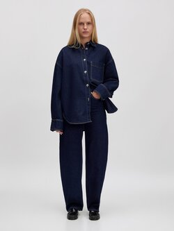 EDITED Haley Denim Shirt Mid Blue