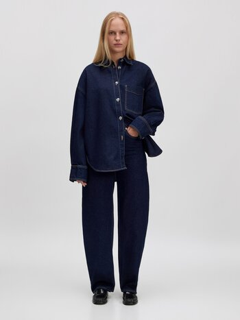 EDITED Haley Denim Shirt Mid Blue