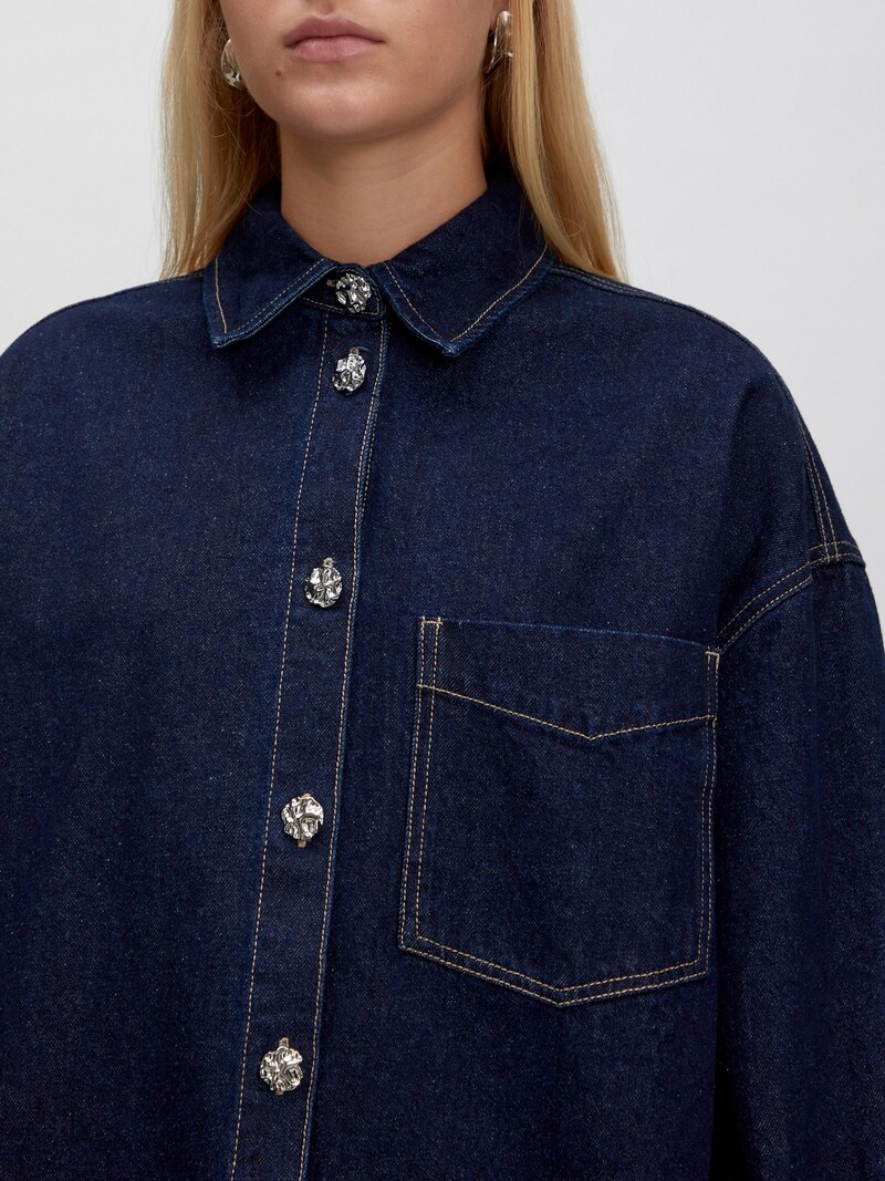 EDITED Haley Denim Shirt Mid Blue