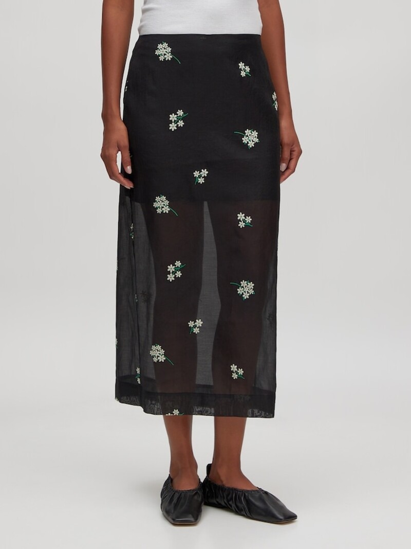 EDITED Angely Skirt Black White Embroidery