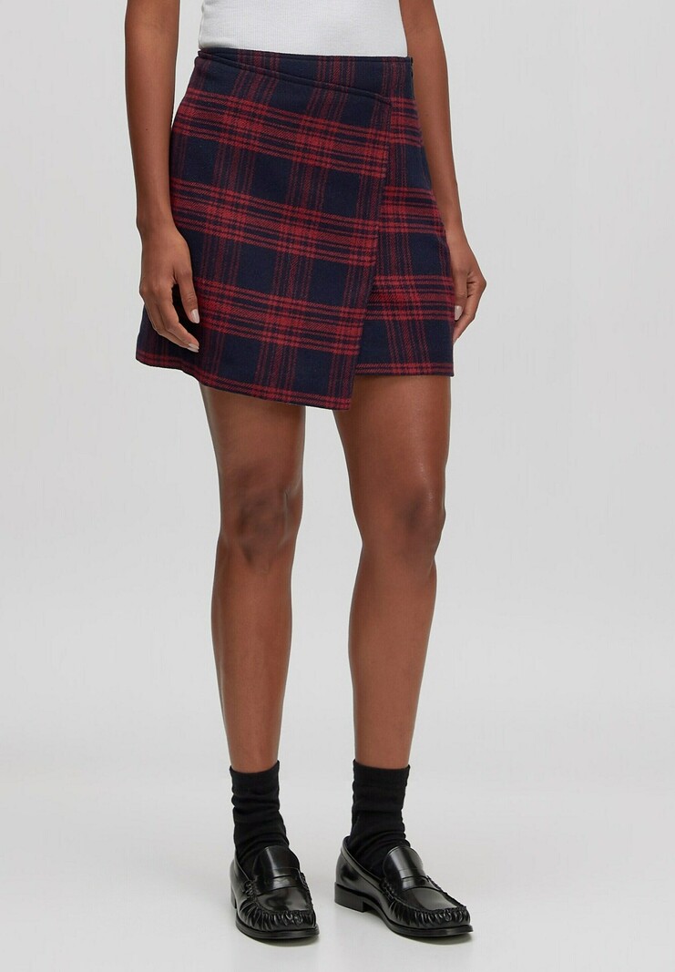 EDITED Simay Wool Skirt Blue Red Checkered