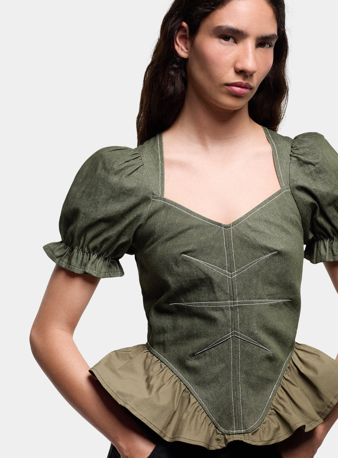 LAAGAM Regina Khaki Blouse Puff