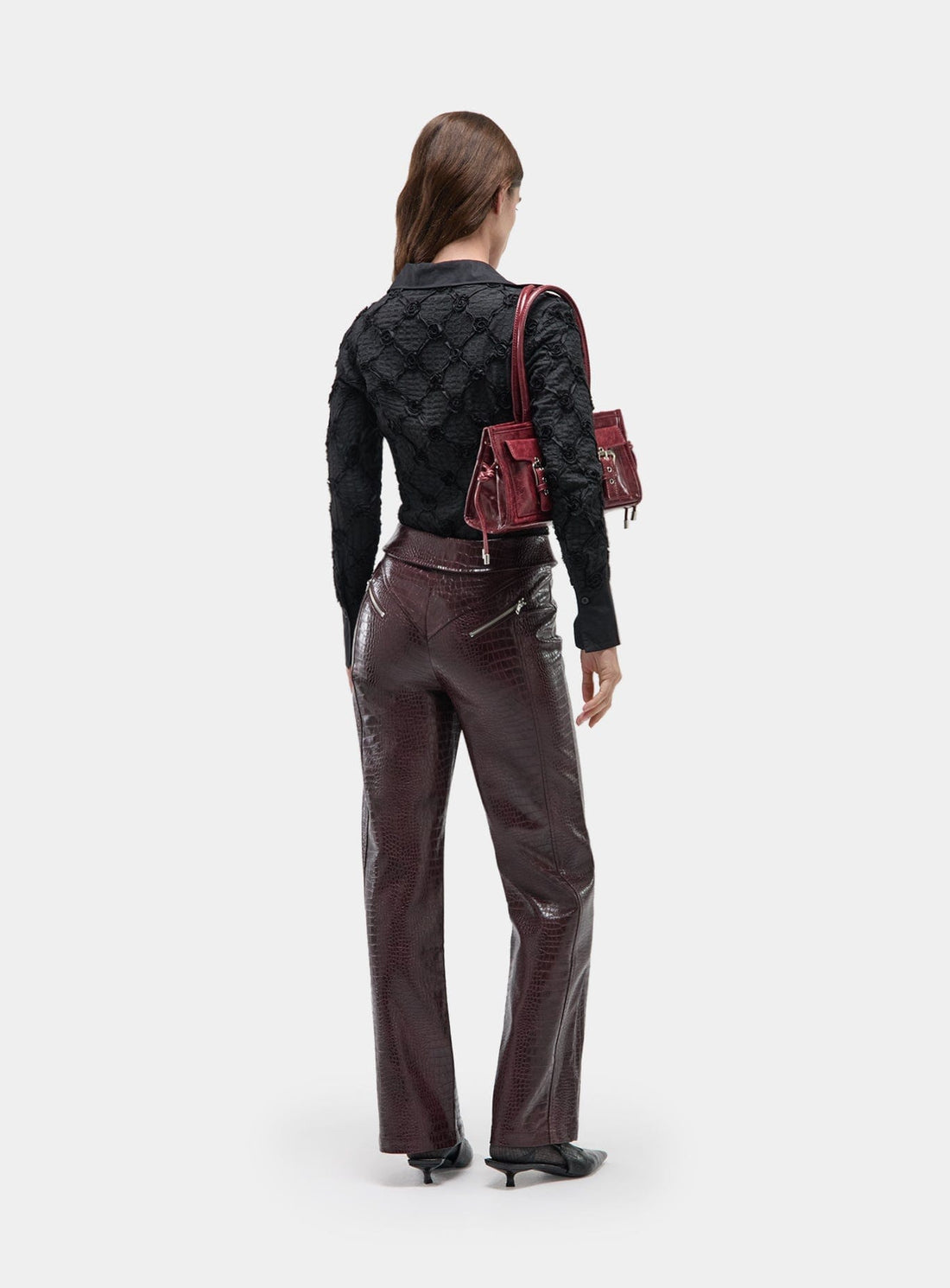 LAAGAM Horus Burgundy Textured Pants