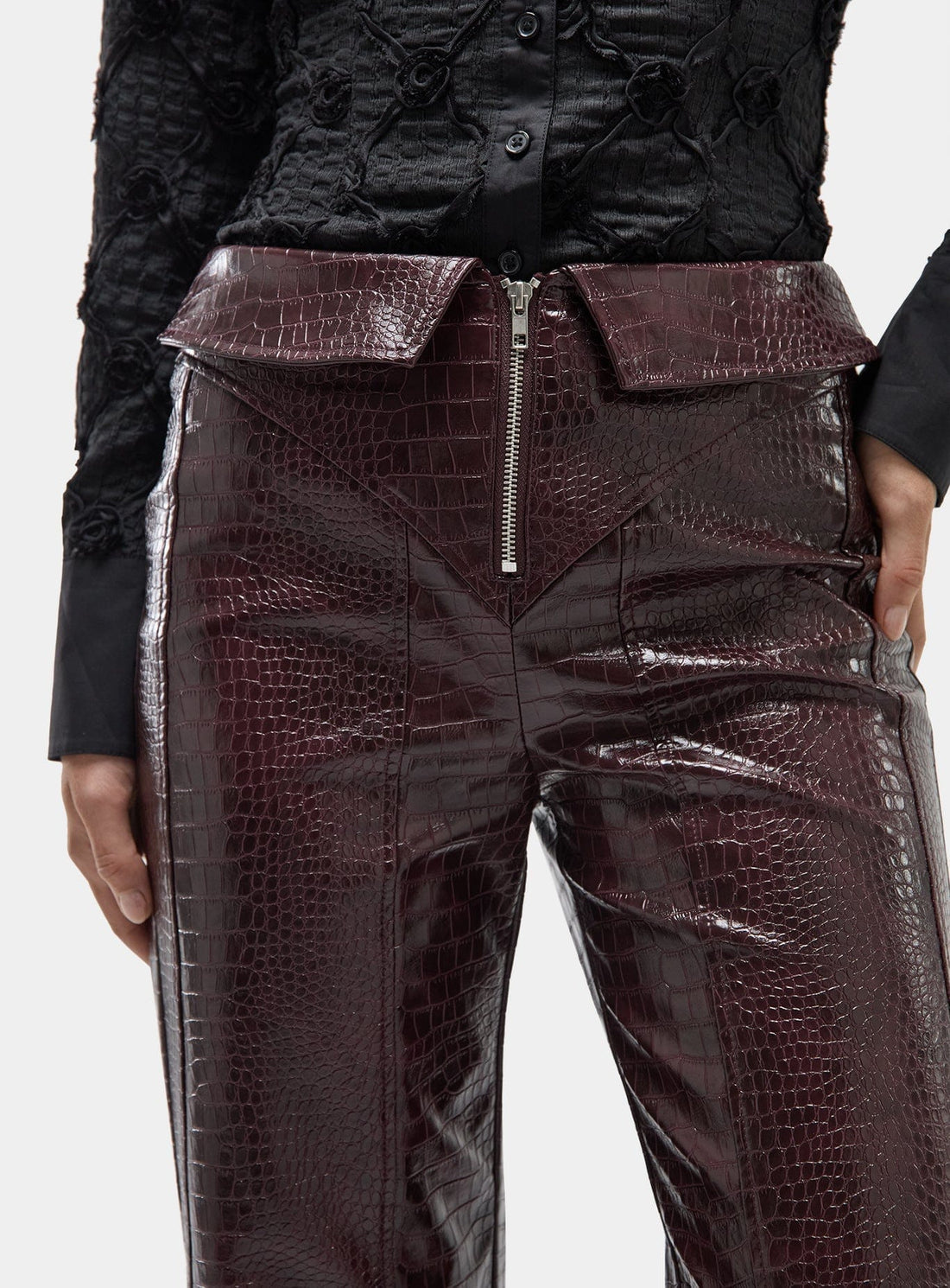 LAAGAM Horus Burgundy Textured Pants