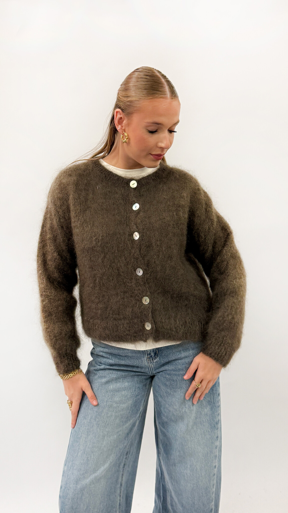 Noelle Mohair Cardigan Khaki TU