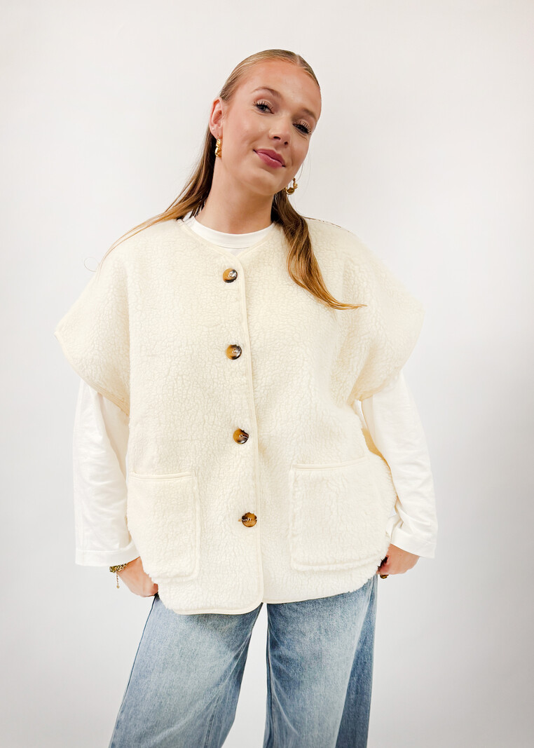 Elsa Teddy Gilet White TU