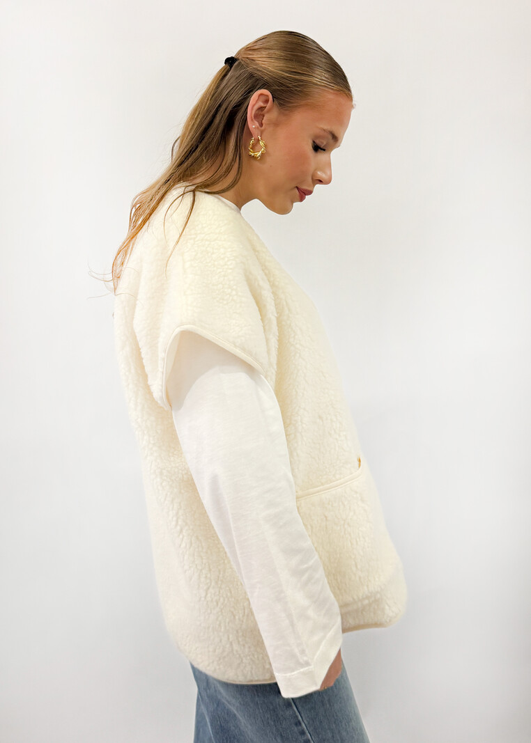 Elsa Teddy Gilet White TU