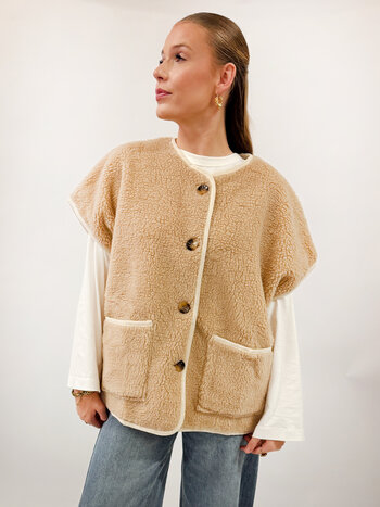 Elsa Teddy Gilet Beige TU